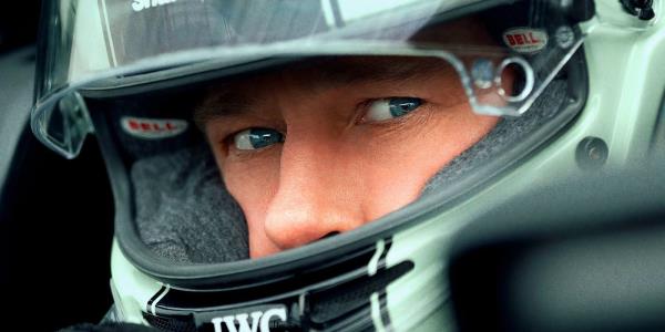 Brad Pitt Wearing a Helmet on the F1 Poster