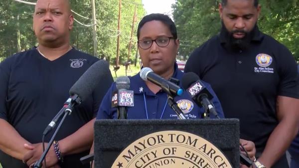 Shreveport Councilwoman Tabatha Taylor speaks at a press co<em></em>nference after a mass shooting at a Shreveport block party on July 4